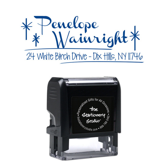 Retro Star Rectangular Address Self Inking Stamper
